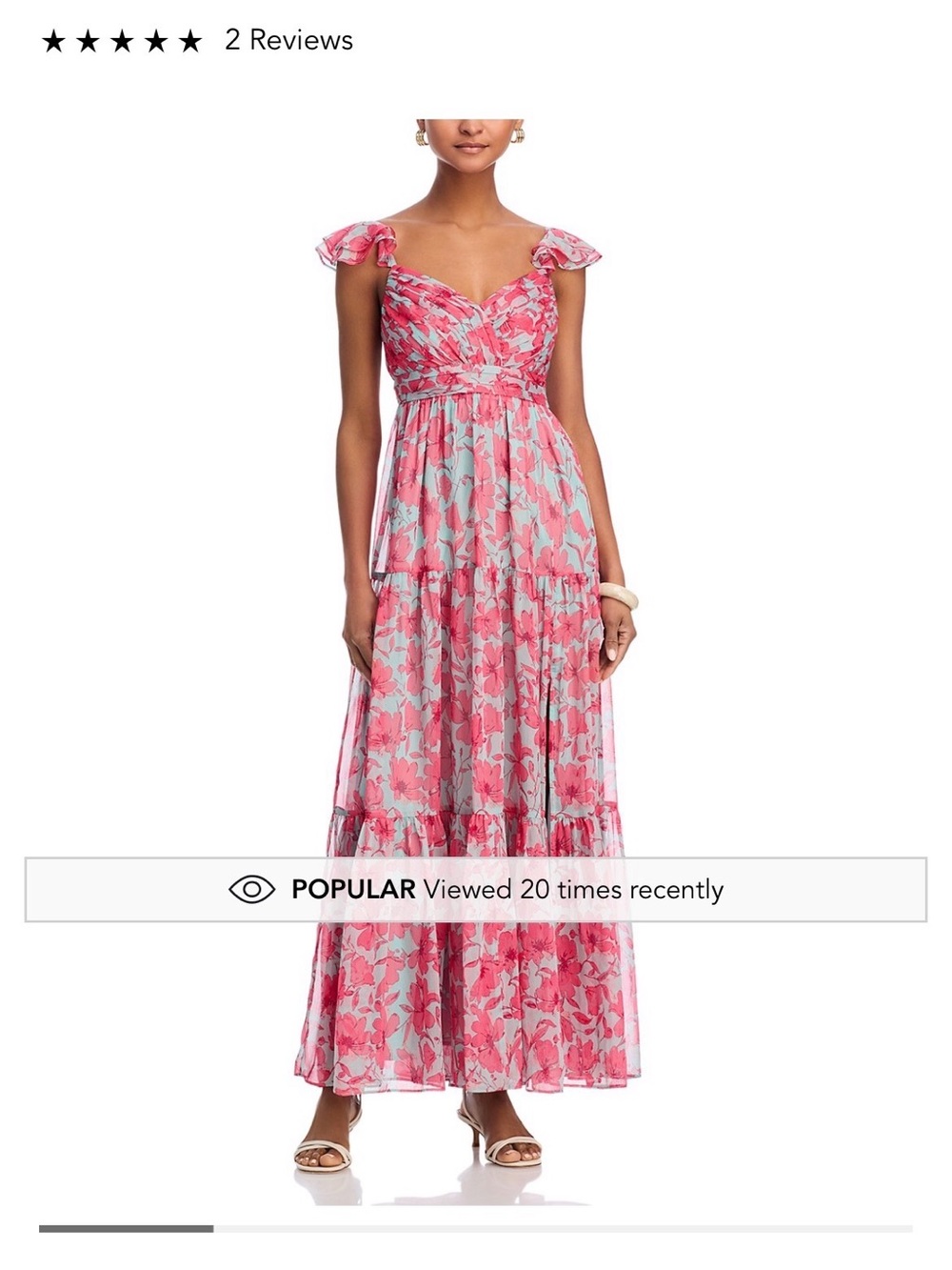 Astr Floral Pink & Light Blue Tiered Maxi Dress